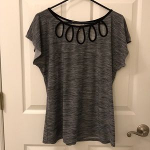 Dressy blouse with peek a boo neckline